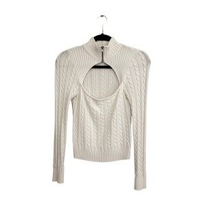 Superdown Cable Knit Cutout Sweater | Size M | Cream